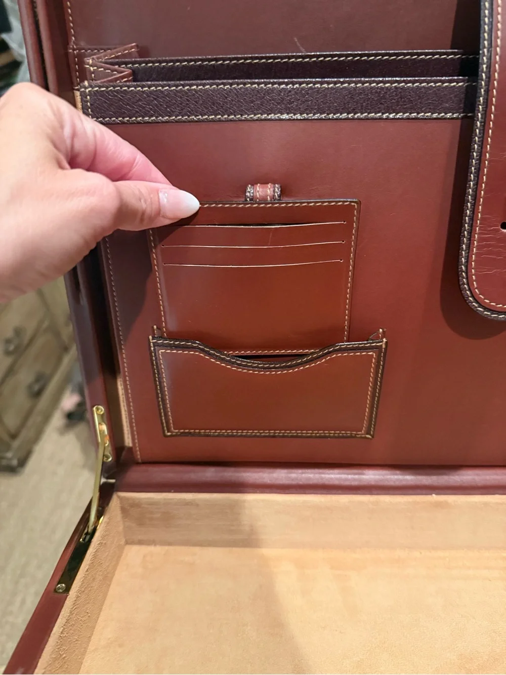 Men's Leather Briefcase in Chestnut Brown with Top Handle
